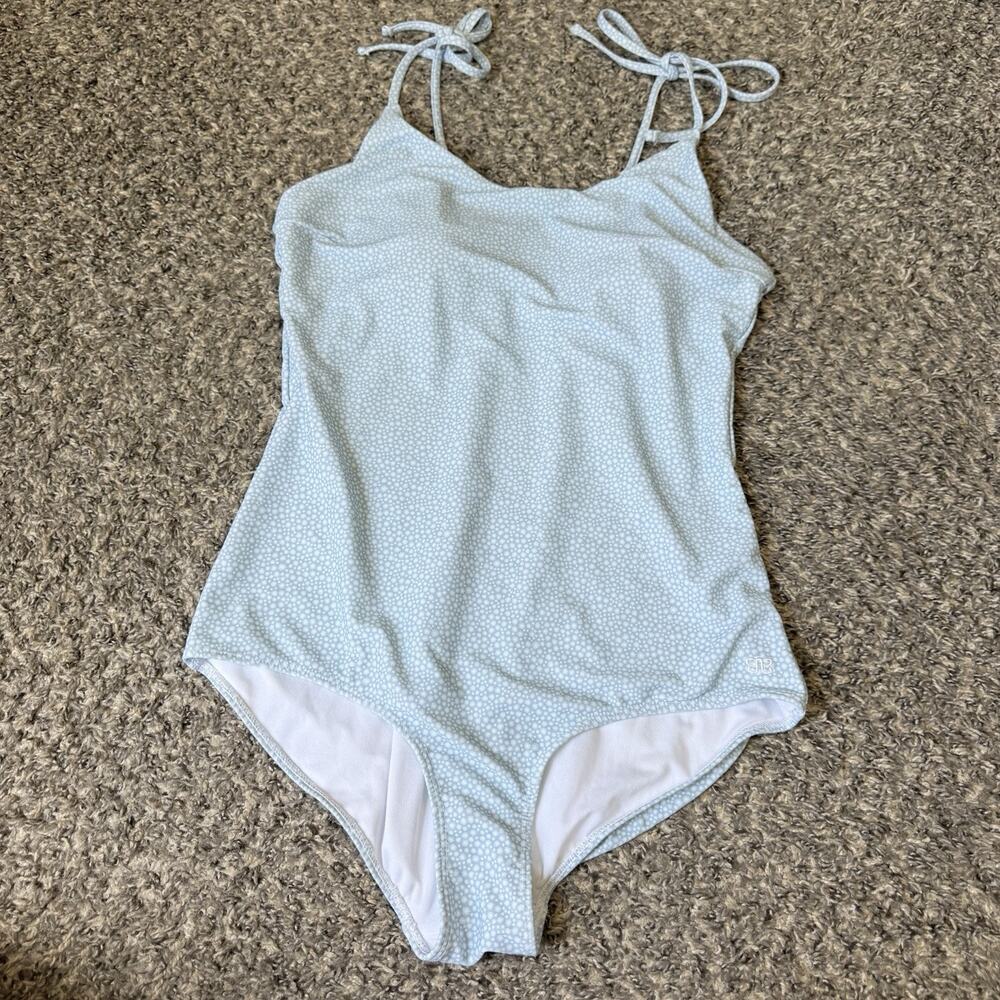 Albion One Piece Swimsuit Size XL Natalie Blue Micro Floral Tie Straps